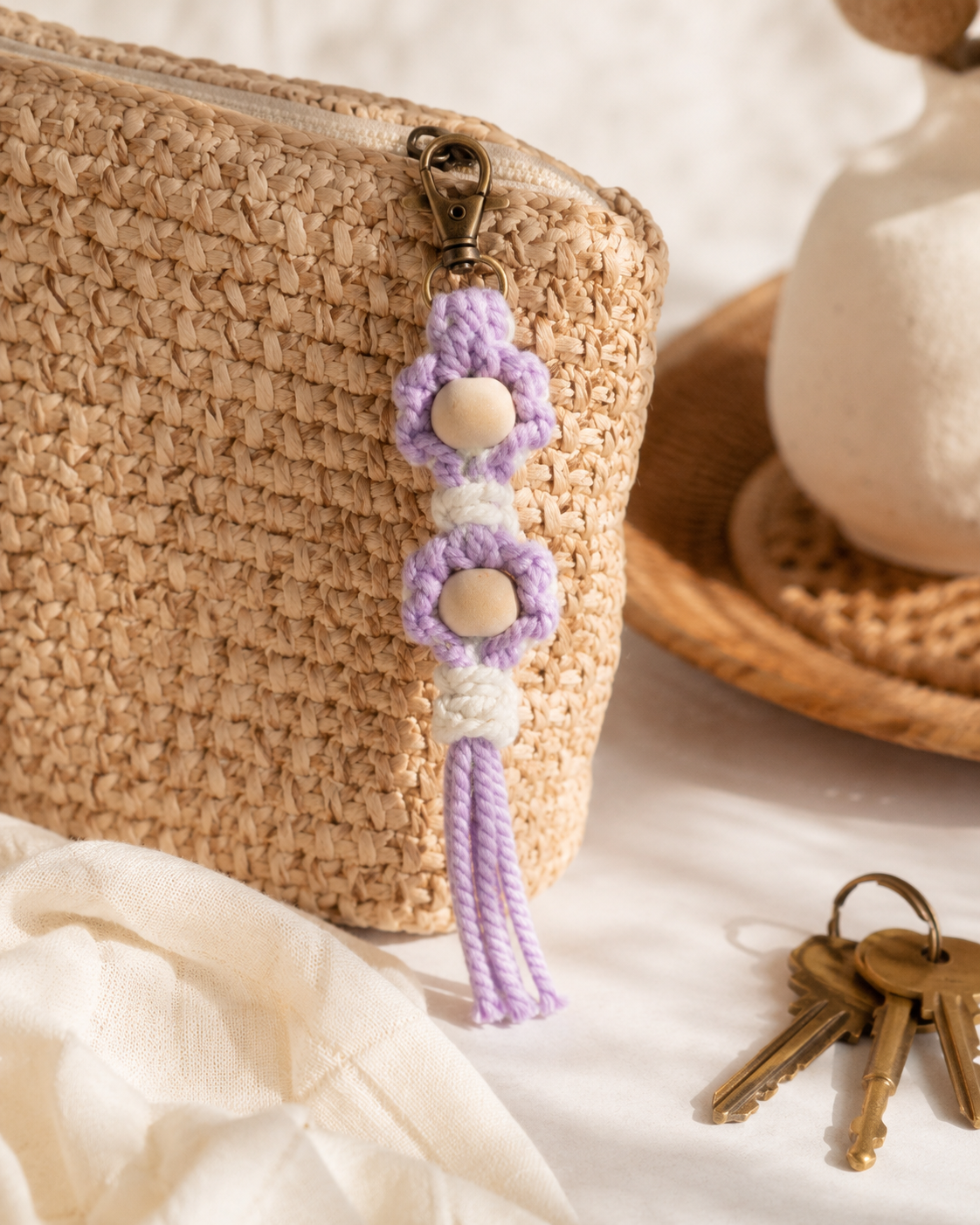 Flora Macrame Keychain