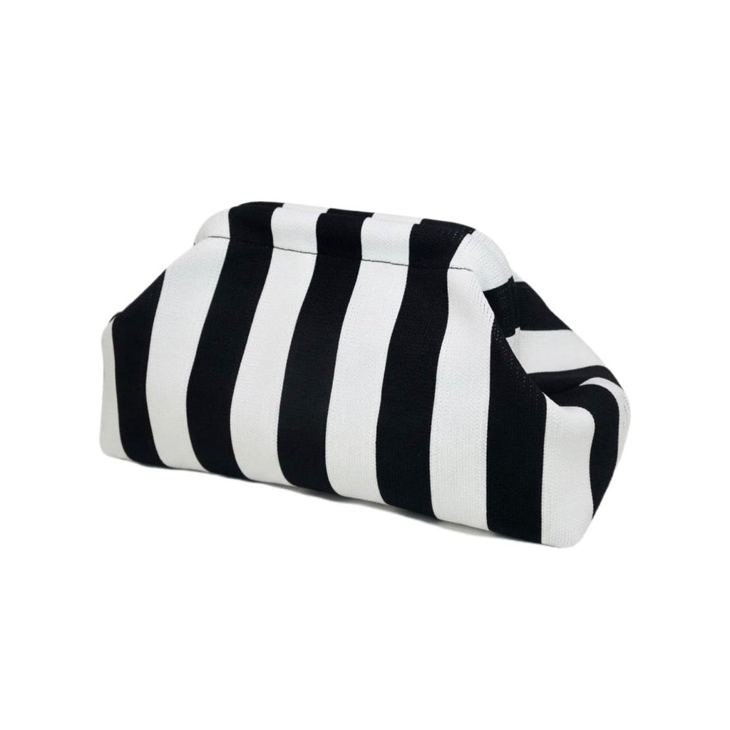 Cabana Clutch in Black & White Mini Stripe