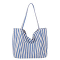 Kelley Oversized Stripe Tote in Blue & White