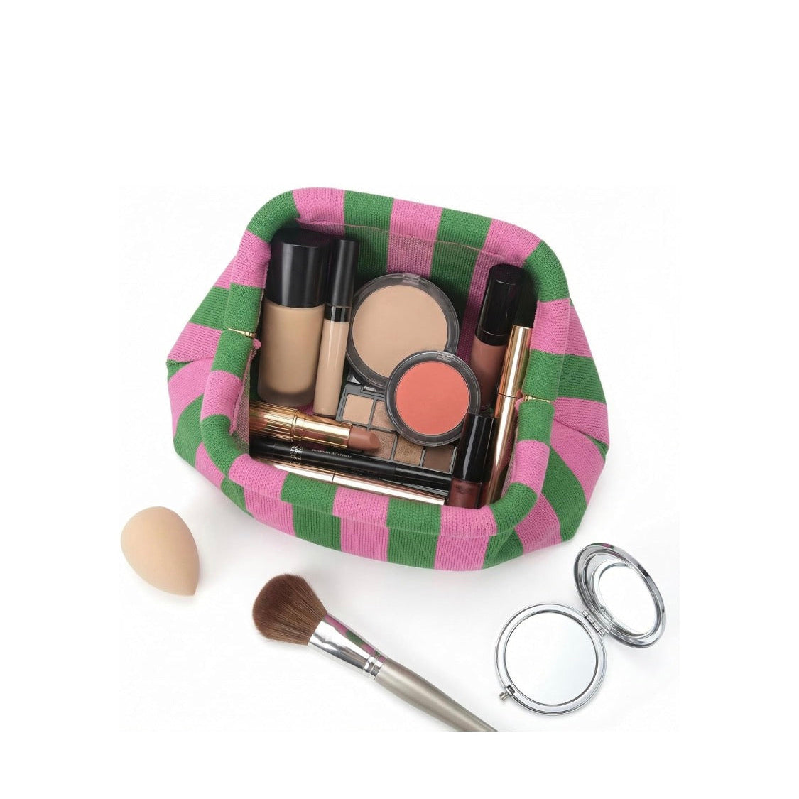 Cabana Clutch in Pink & Green Mini Stripe