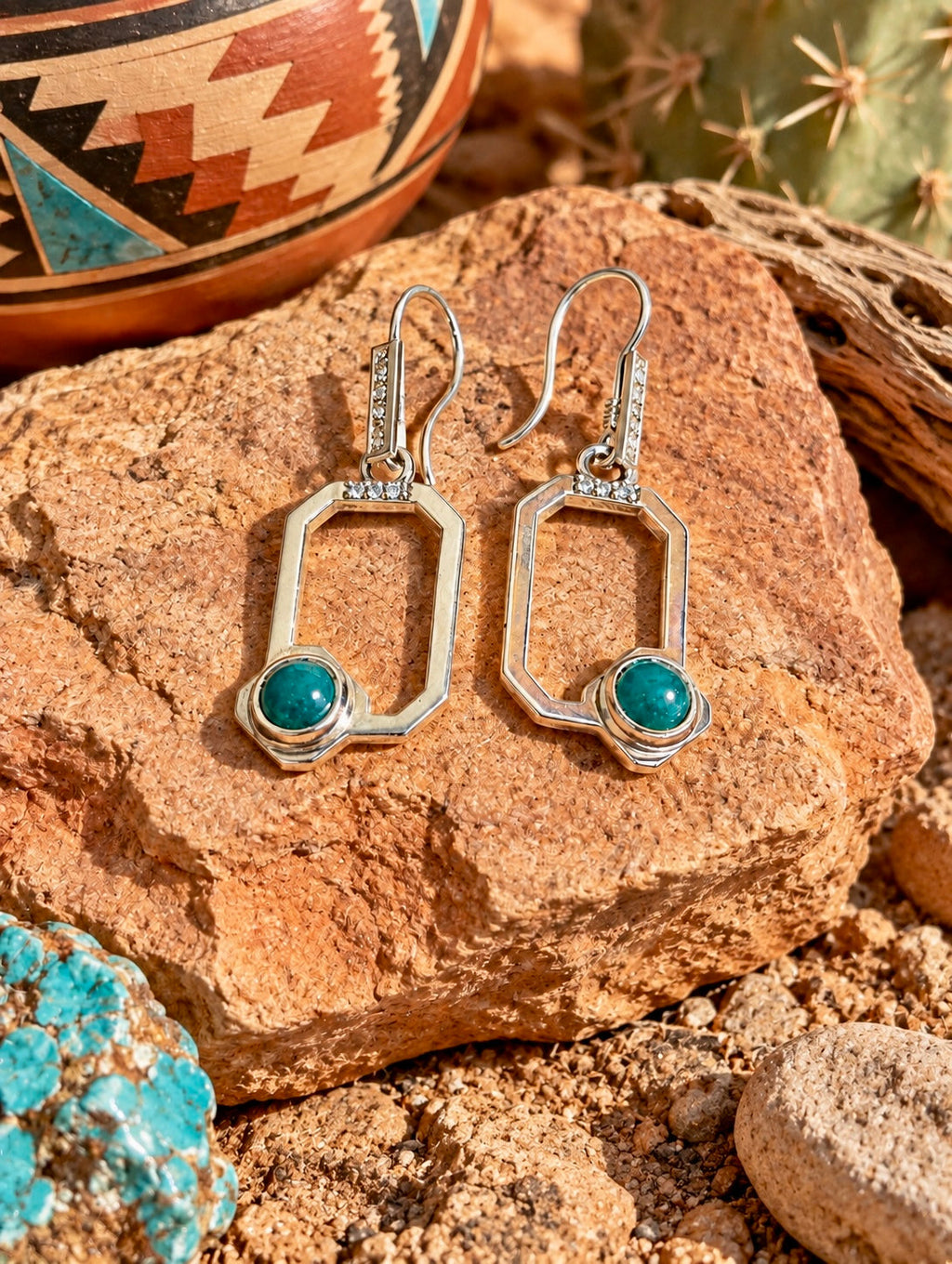 Emerald Earrings in Sterling Silver dangles 1ct set 4