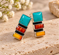 Multistone Mosaic Sterling Silver Earrings