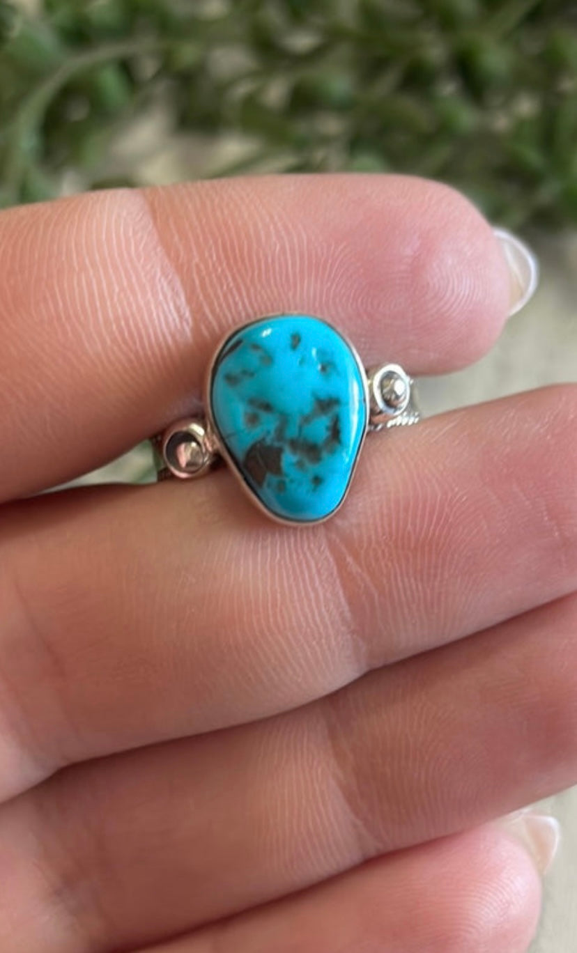 Handcrafted Sterling Silver Single Stone Turquoise Ring