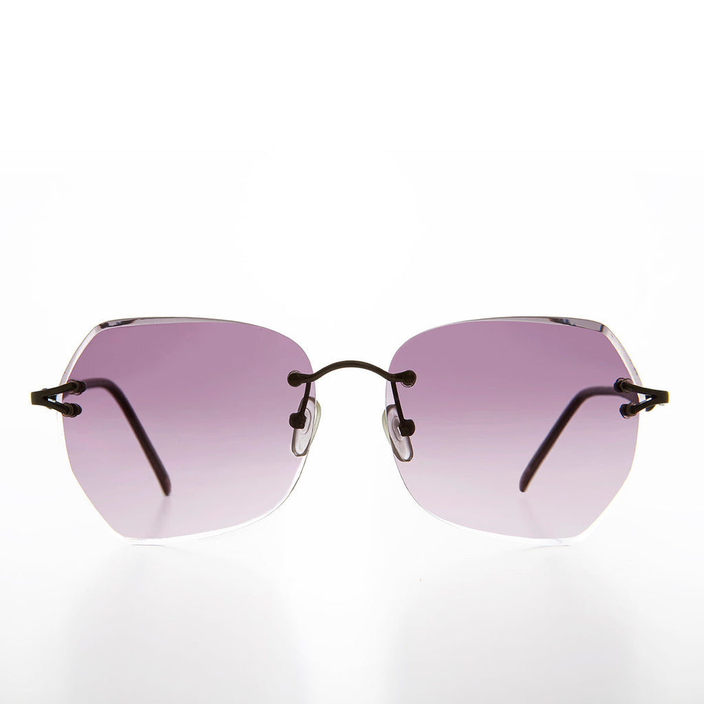 Women's Rimless Beveled Lens Sunglass - Gemma