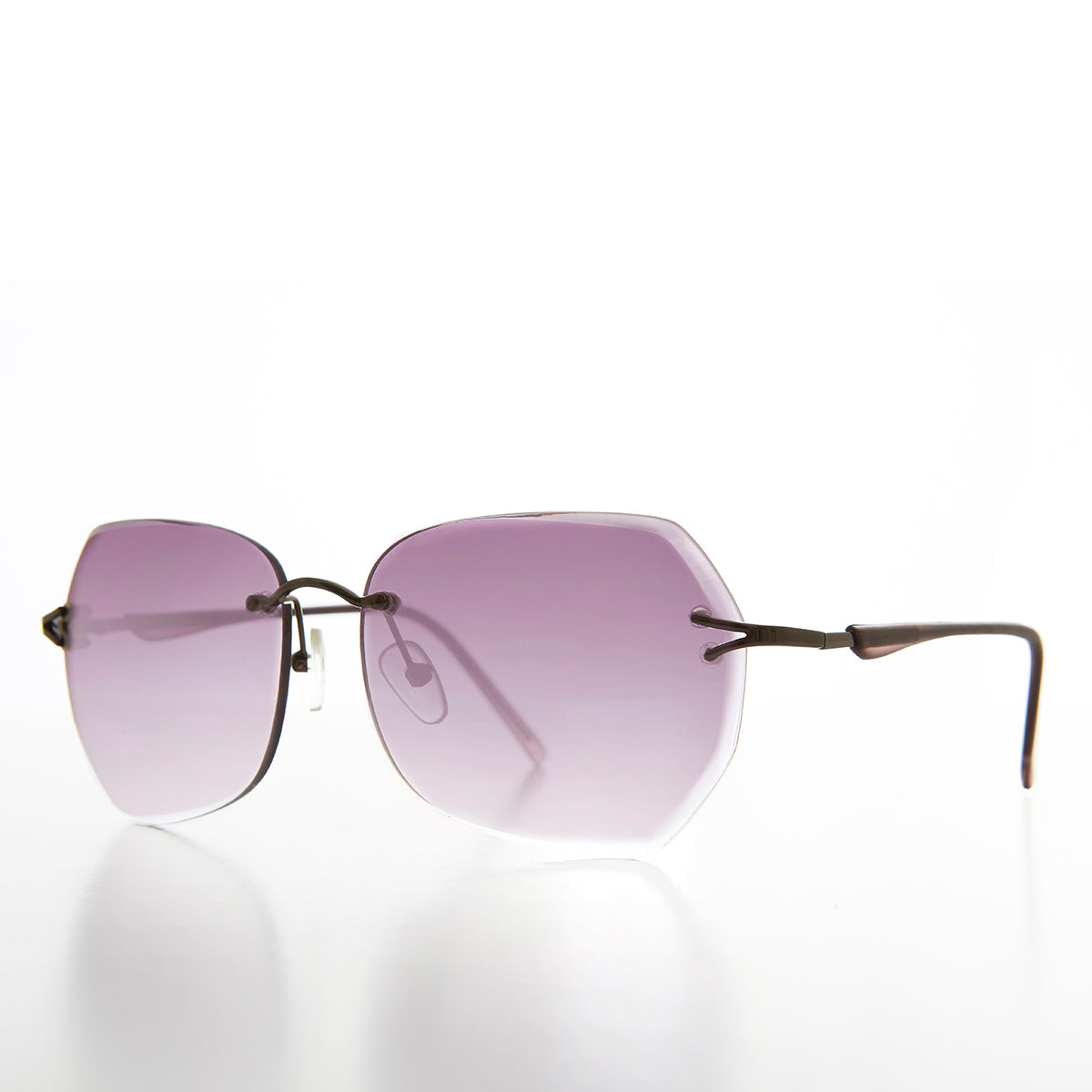 Women's Rimless Beveled Lens Sunglass - Gemma