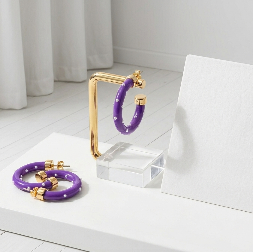 Hoops - Purple with Pearls