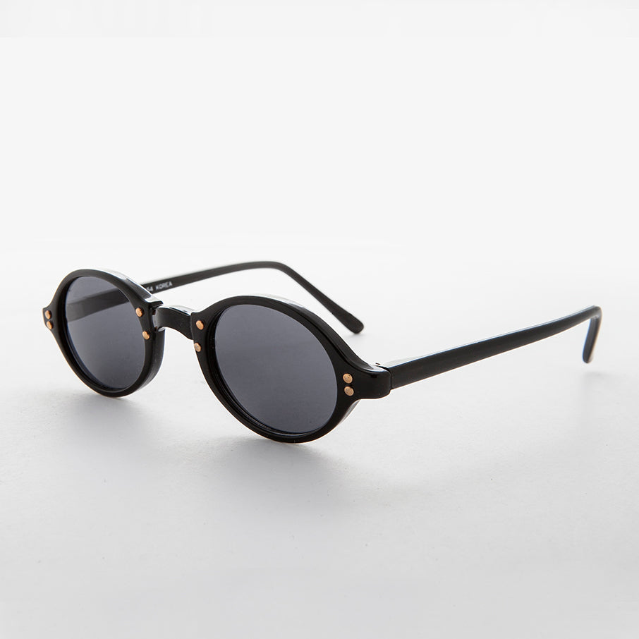 Small Oval Vintage Sunglass with Gold Studs - Harley