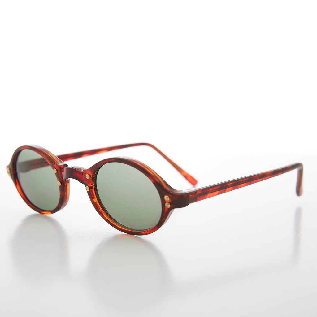 Small Oval Vintage Sunglass with Gold Studs - Harley