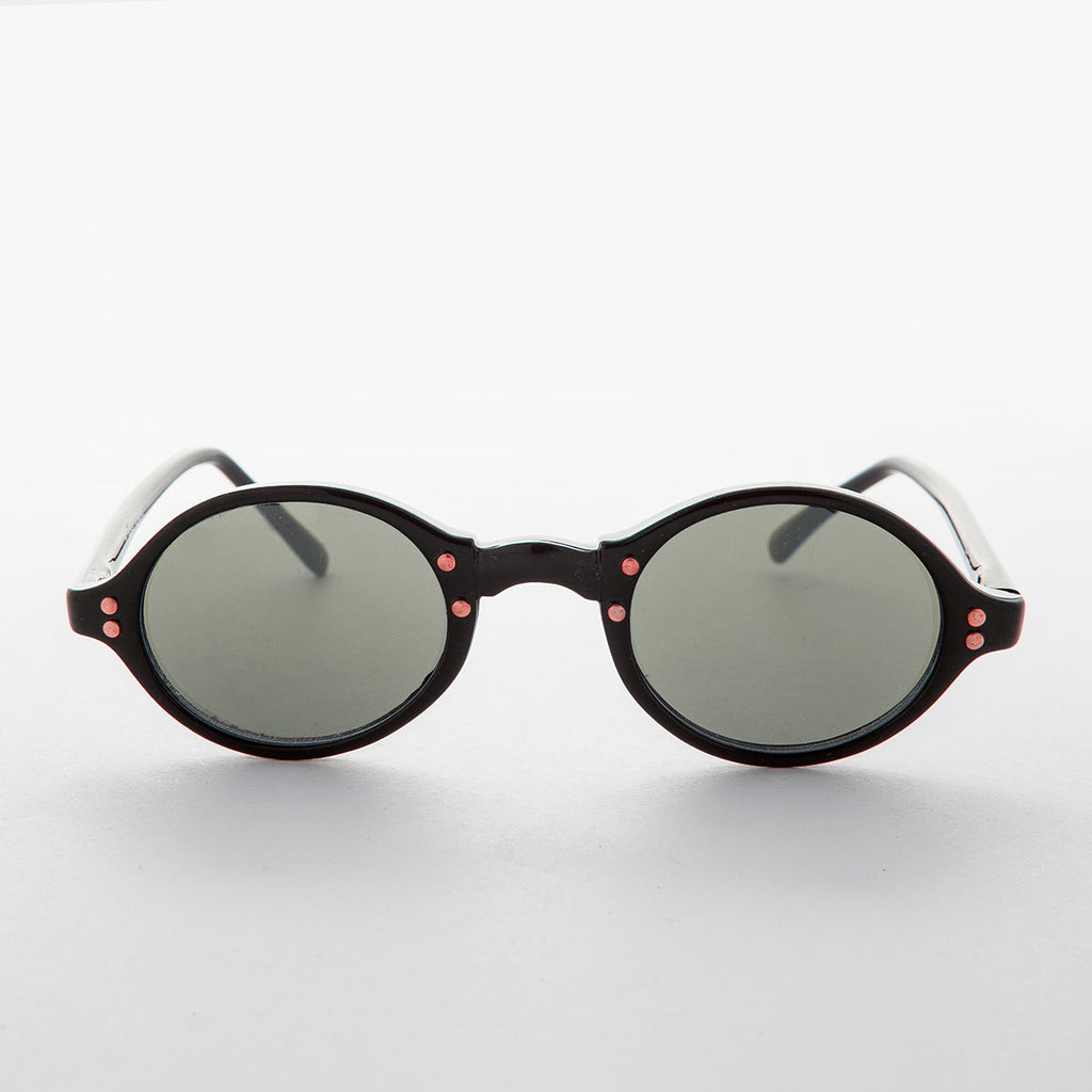 Small Oval Vintage Sunglass with Gold Studs - Harley