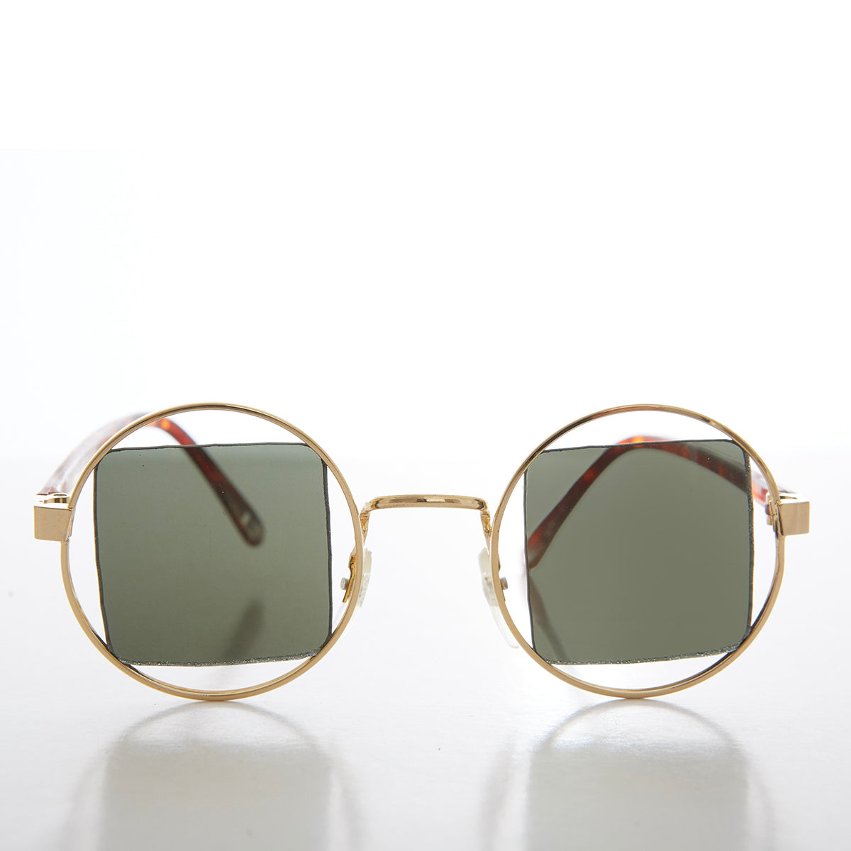 Round Frame Sunglass with Square Lens - Hazy
