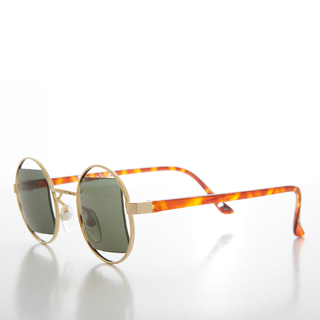 Round Frame Sunglass with Square Lens - Hazy