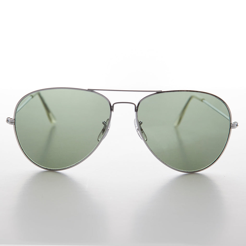 Vintage Metal Aviator Sunglass with Glass Lens - Hughes