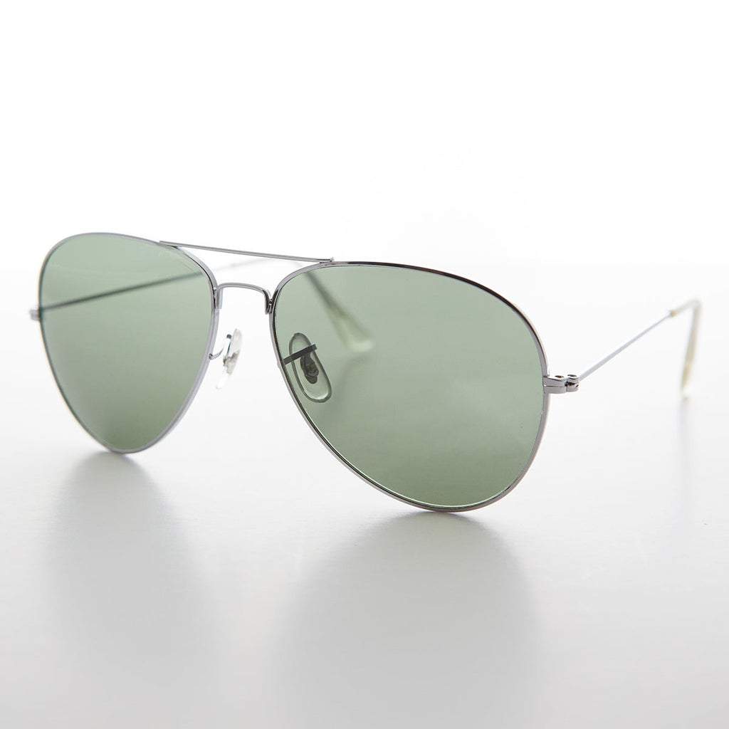 Vintage Metal Aviator Sunglass with Glass Lens - Hughes