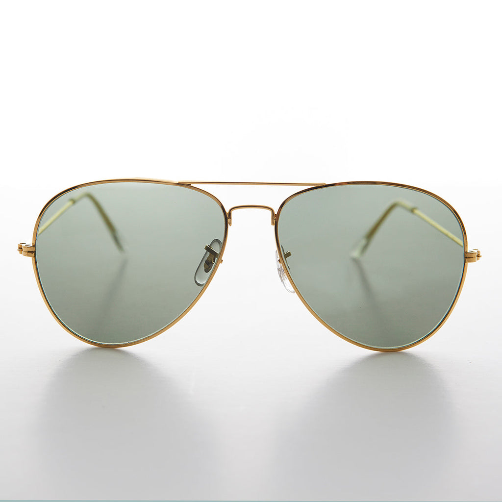 Vintage Metal Aviator Sunglass with Glass Lens - Hughes
