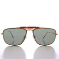 80s Rectangular Gold Pilot Sunglasses - Huntley