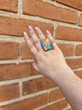 Handcrafted Jacqueline Silver & Orange Dream Ring Size 9 Signed