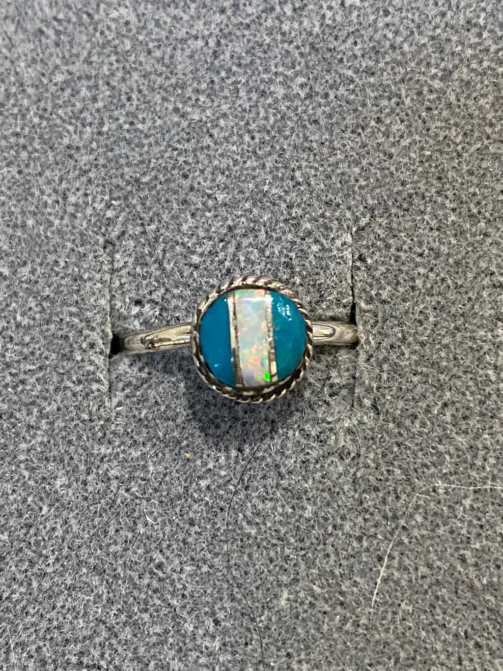 Handcrafted Sterling Silver & Blue Opal Inlay Ring