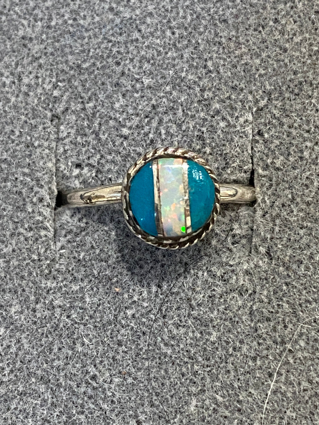 Handcrafted Sterling Silver & Blue Opal Inlay Ring