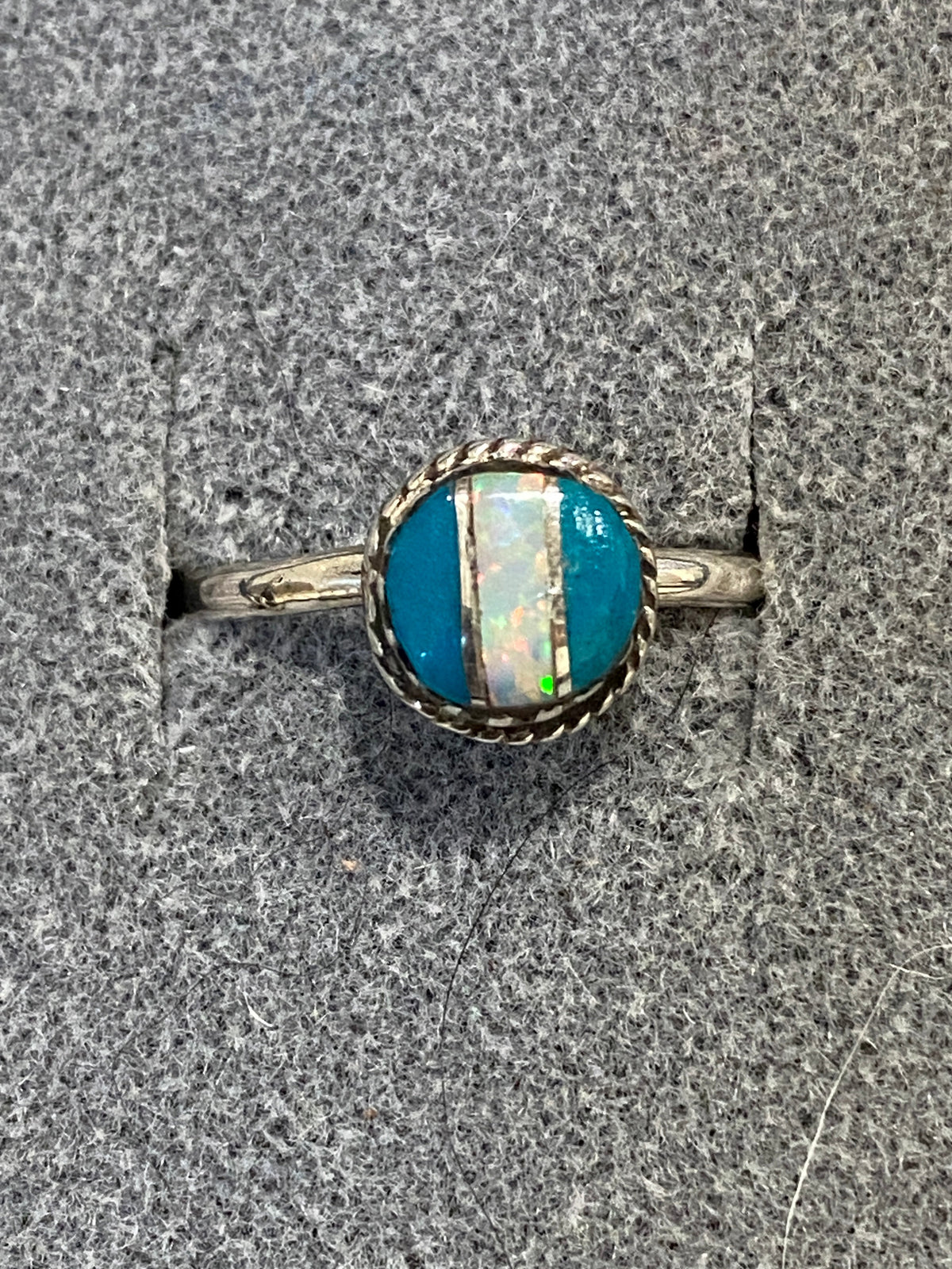 Handcrafted Sterling Silver & Blue Opal Inlay Ring