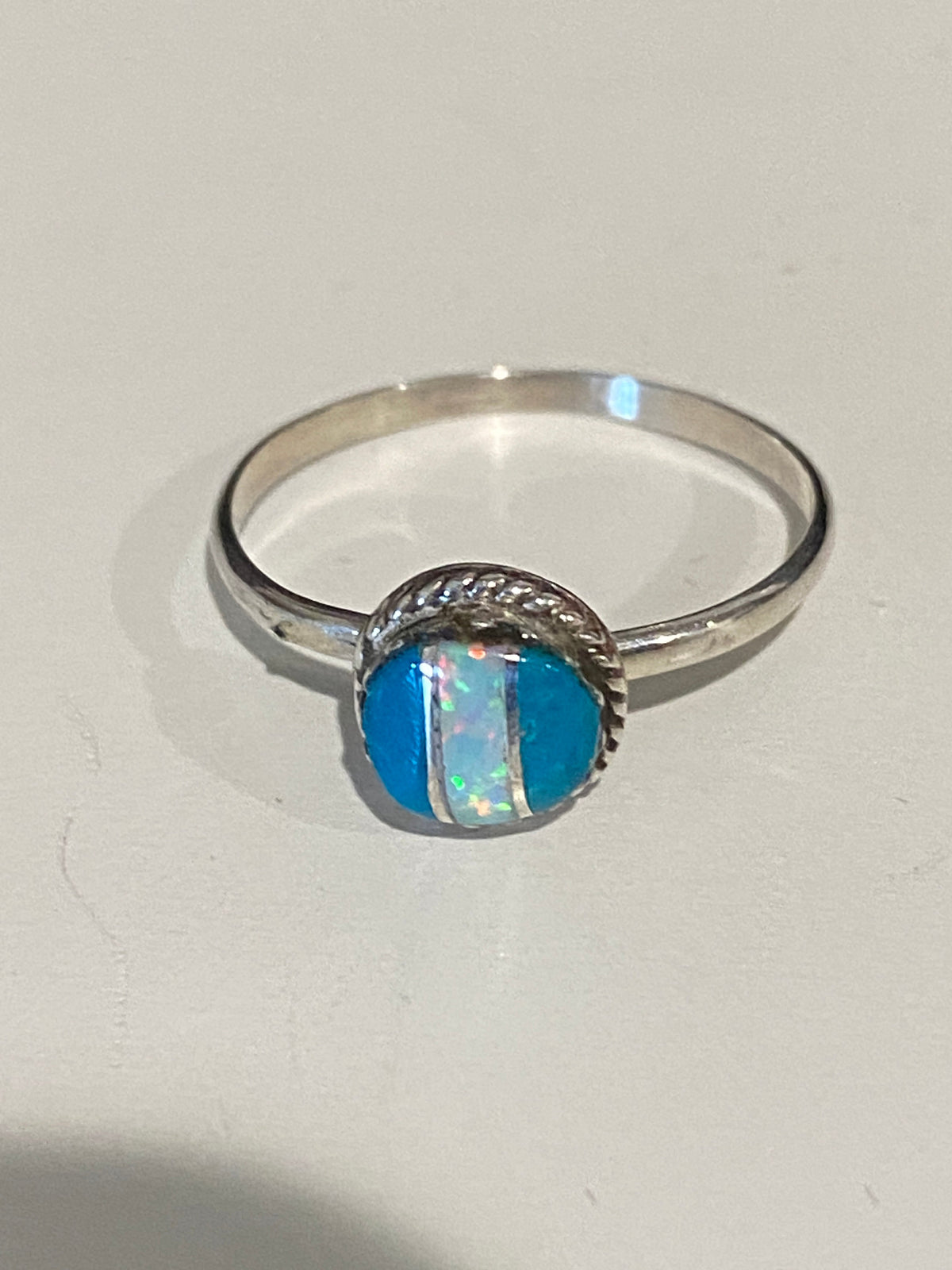 Handcrafted Sterling Silver & Blue Opal Inlay Ring