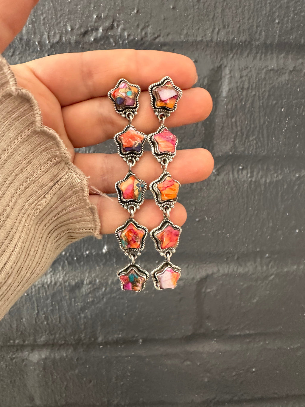 Nizhoni Star Sparkler Sterling Silver & Pink Dream Mojave Dangles