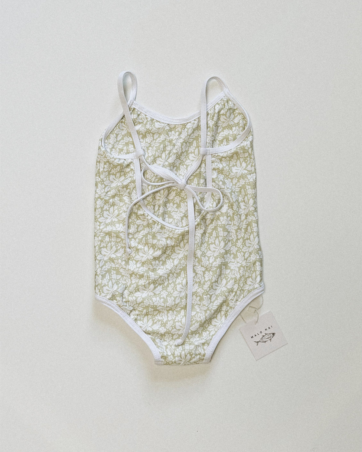 Millie One Piece Kids Swimsuit - Green Hibiscus
