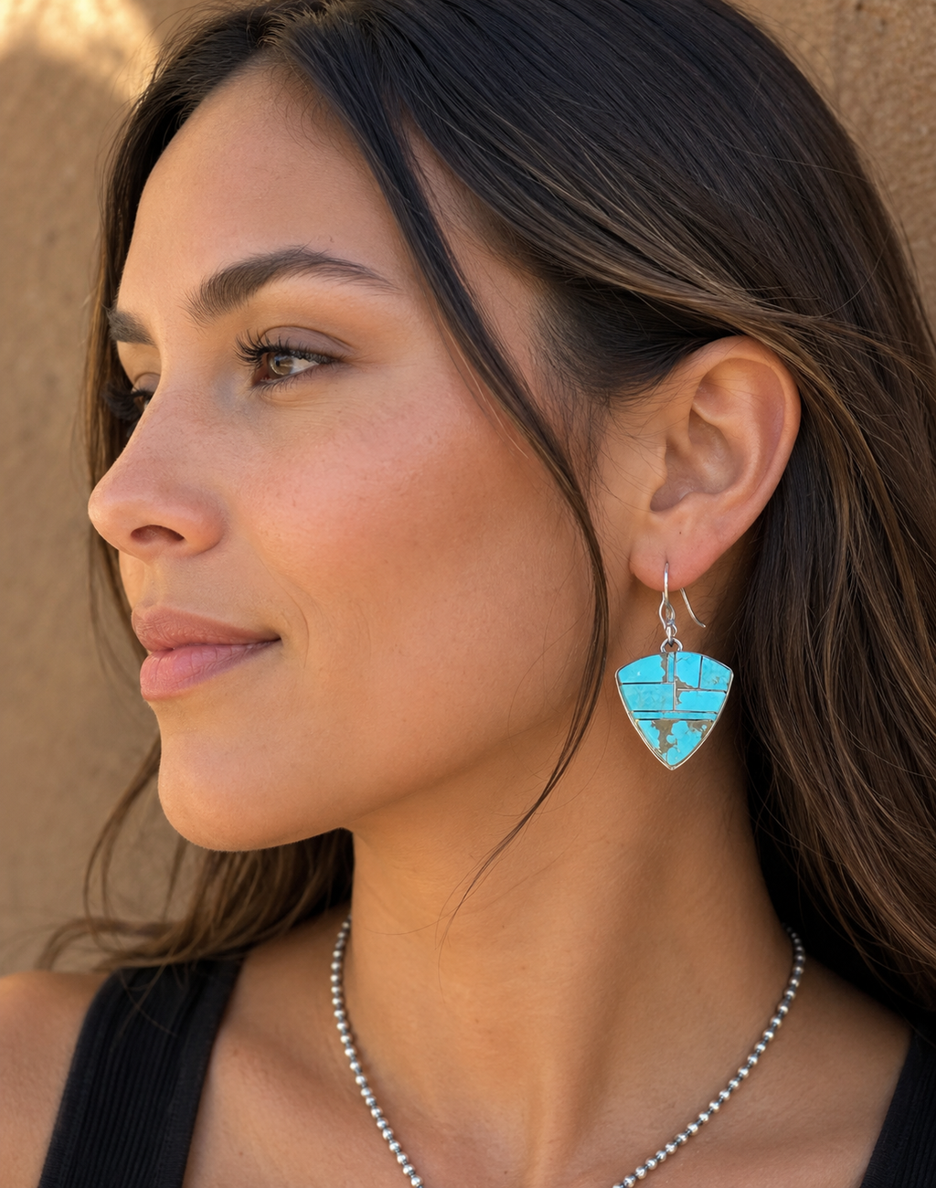 Handcrafted Turquoise 8 & Sterling Silver Dangle Earrings