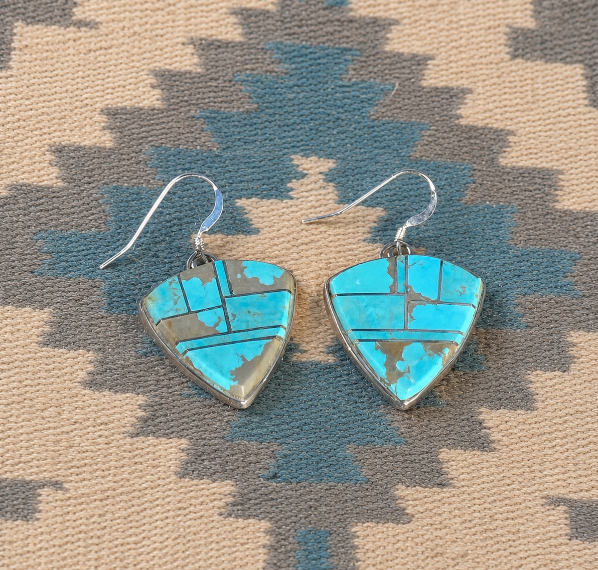 Handcrafted Turquoise 8 & Sterling Silver Dangle Earrings