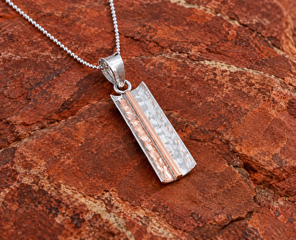 Copper Reflection Sterling Silver Pendant Necklace