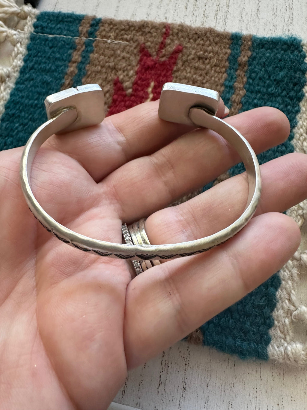 Handcrafted Queen Pink Conch Shell & Sterling Silver Double Stone Cuff Bracelet