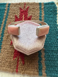 Handcrafted Queen Pink Conch Shell & Sterling Silver Double Stone Cuff Bracelet