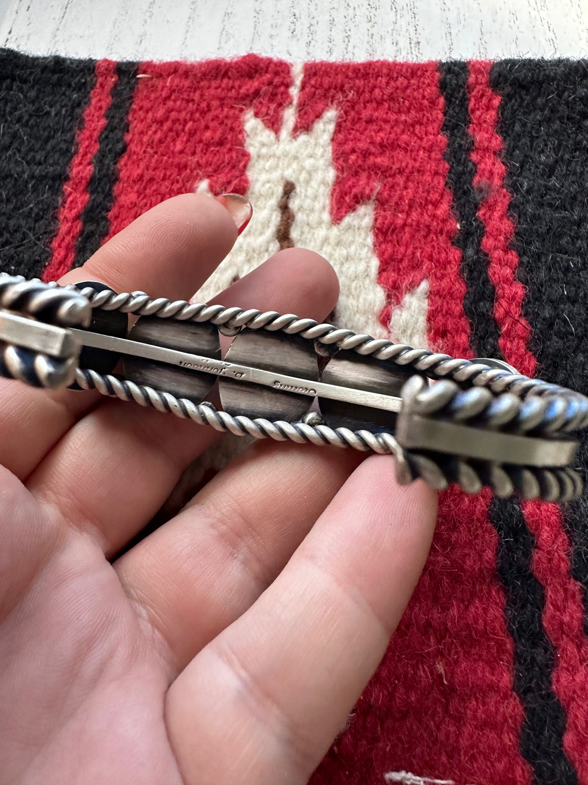 Handcrafted Sterling Silver & Turquoise 5 Stone Cuff Bracelet By B Johnson /
