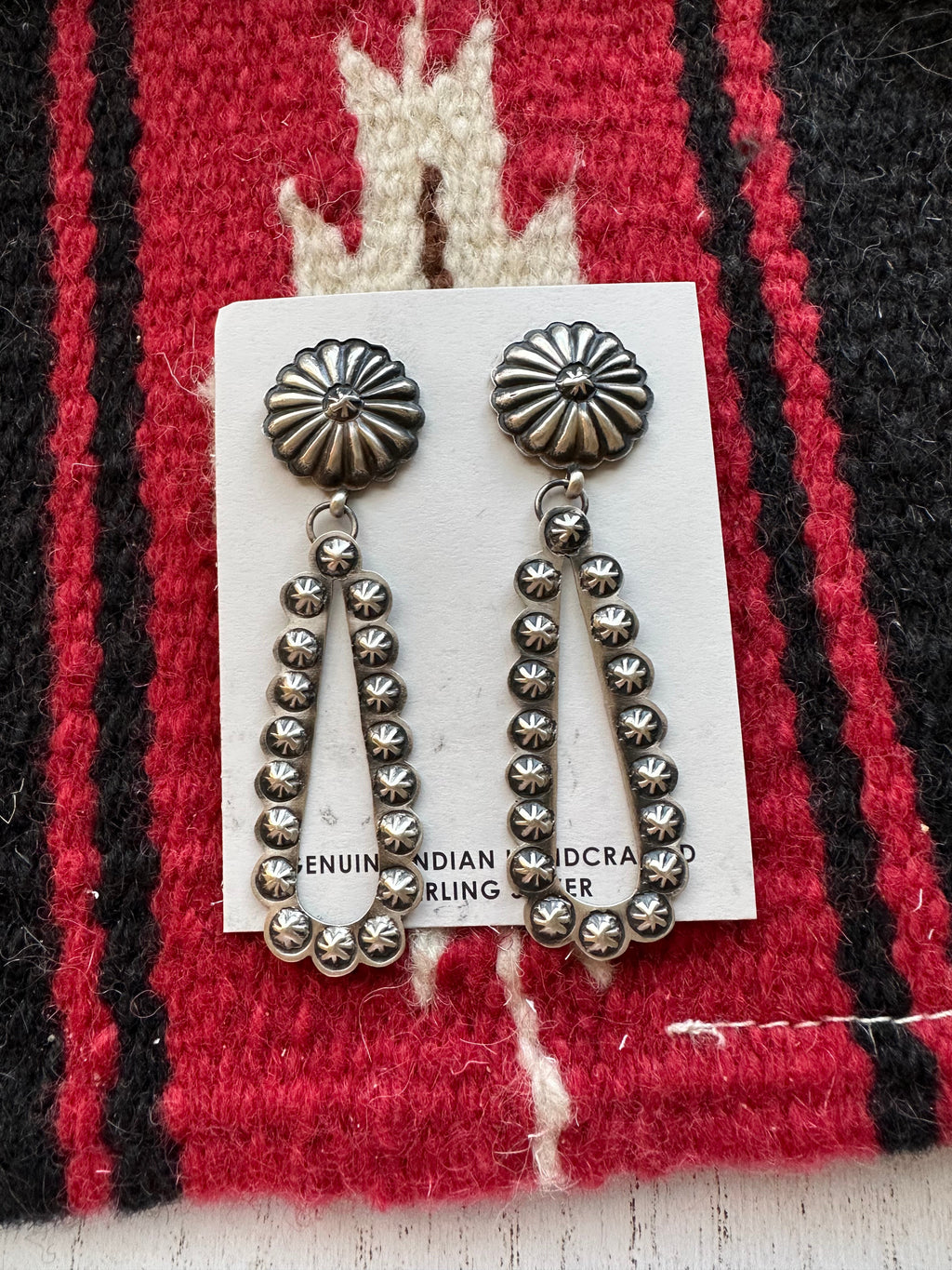 Handcrafted Sterling Silver Dangle Concho Earrings By Eugene Charley