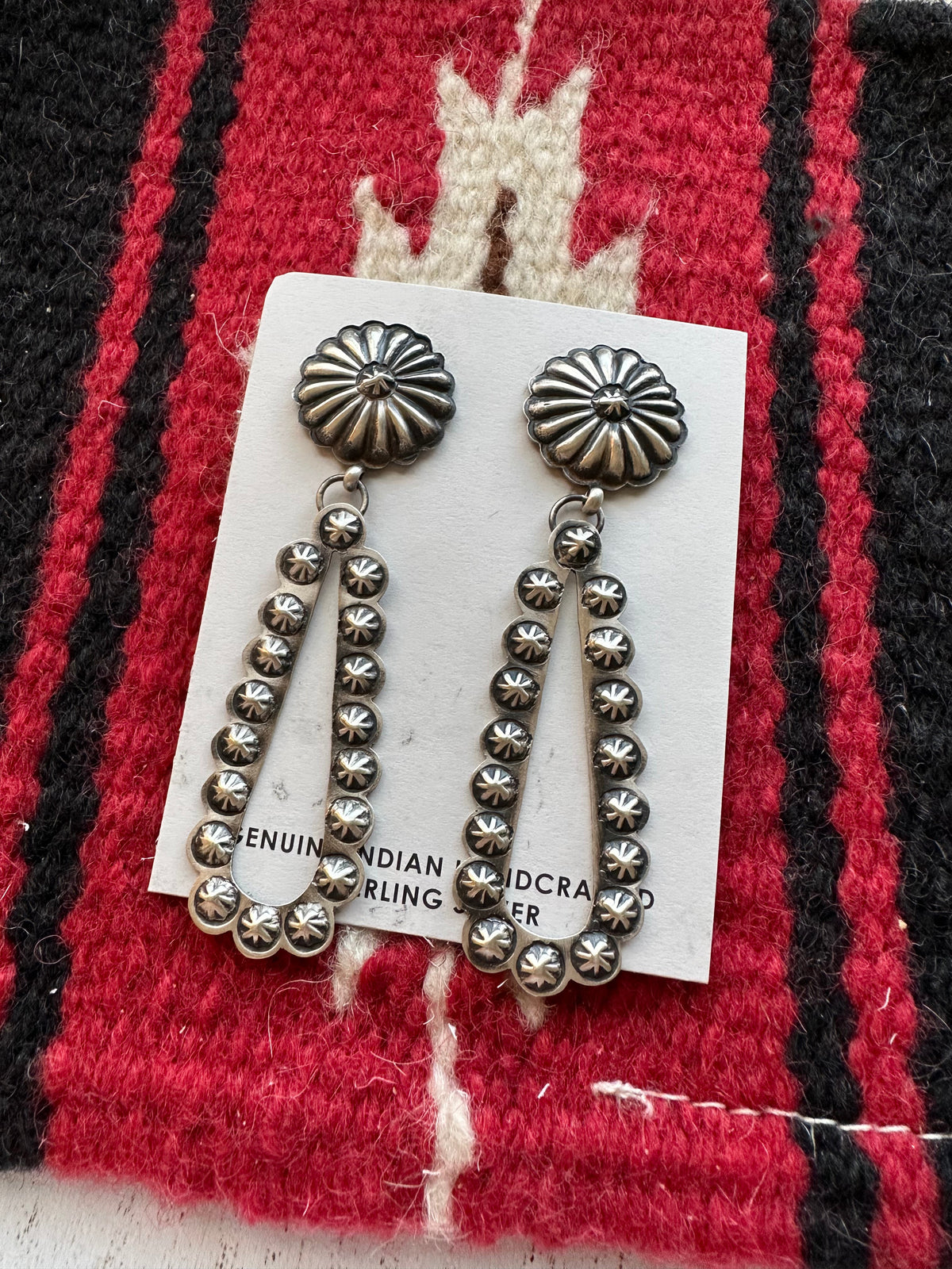 Handcrafted Sterling Silver Dangle Concho Earrings By Eugene Charley