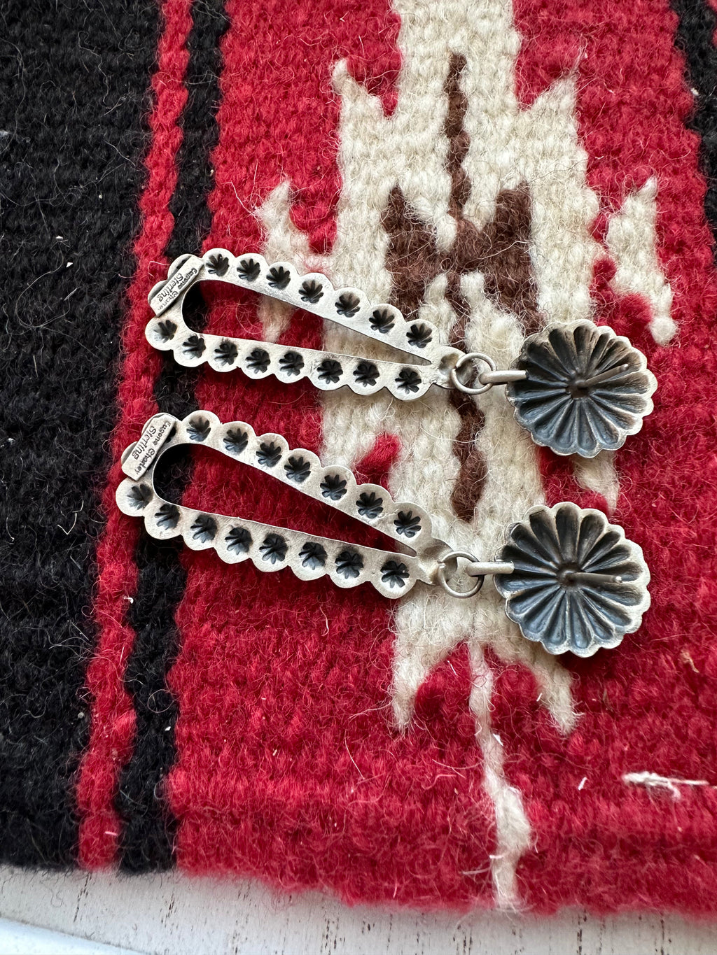 Handcrafted Sterling Silver Dangle Concho Earrings By Eugene Charley