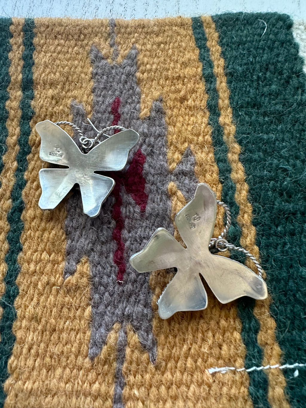 Handcrafted Queen Pink Conch & Sterling Silver Butterfly Dangle Earrings
