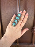 Handcrafted Sonoran Mountain Turquoise & Sterling Silver 4 Stone Ring Size 7.5 Signed