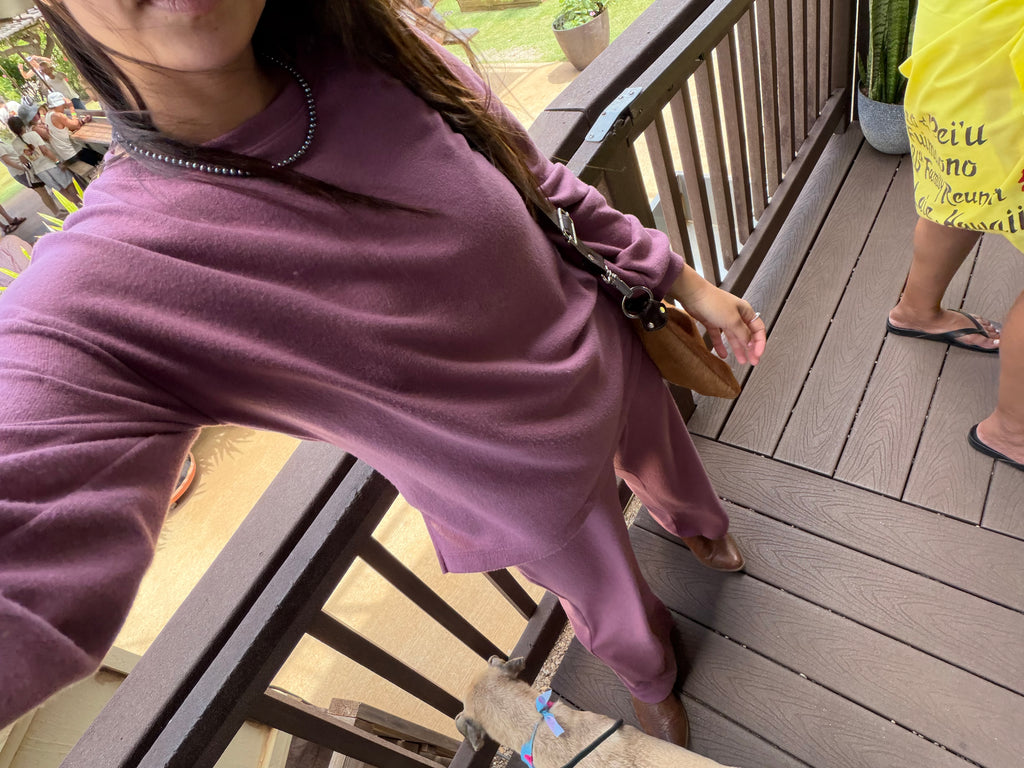 Sloane Hacci Set dusty rose — brushed hacci knit texture detail