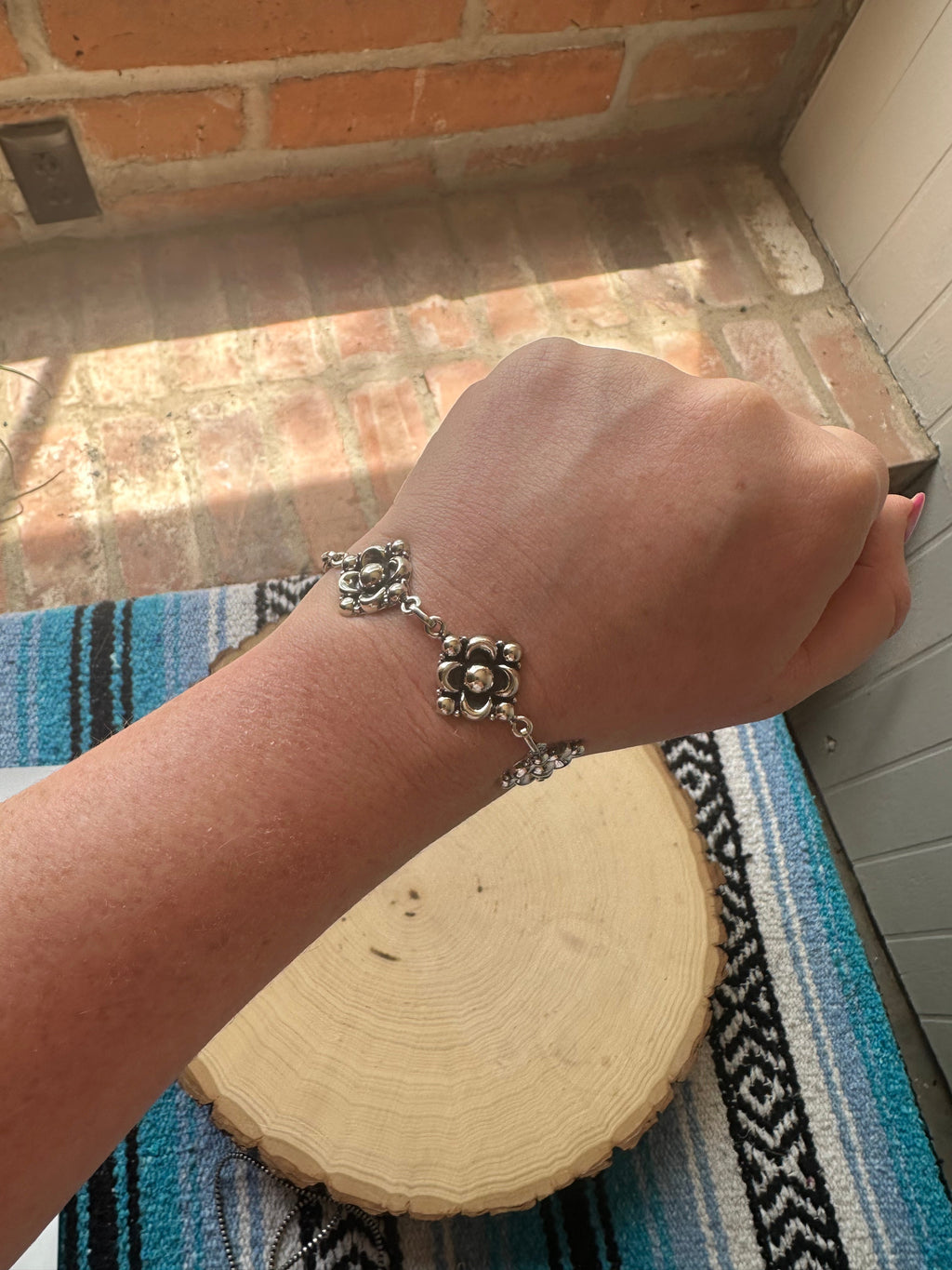 Handmade Sterling Silver Flower Bracelet