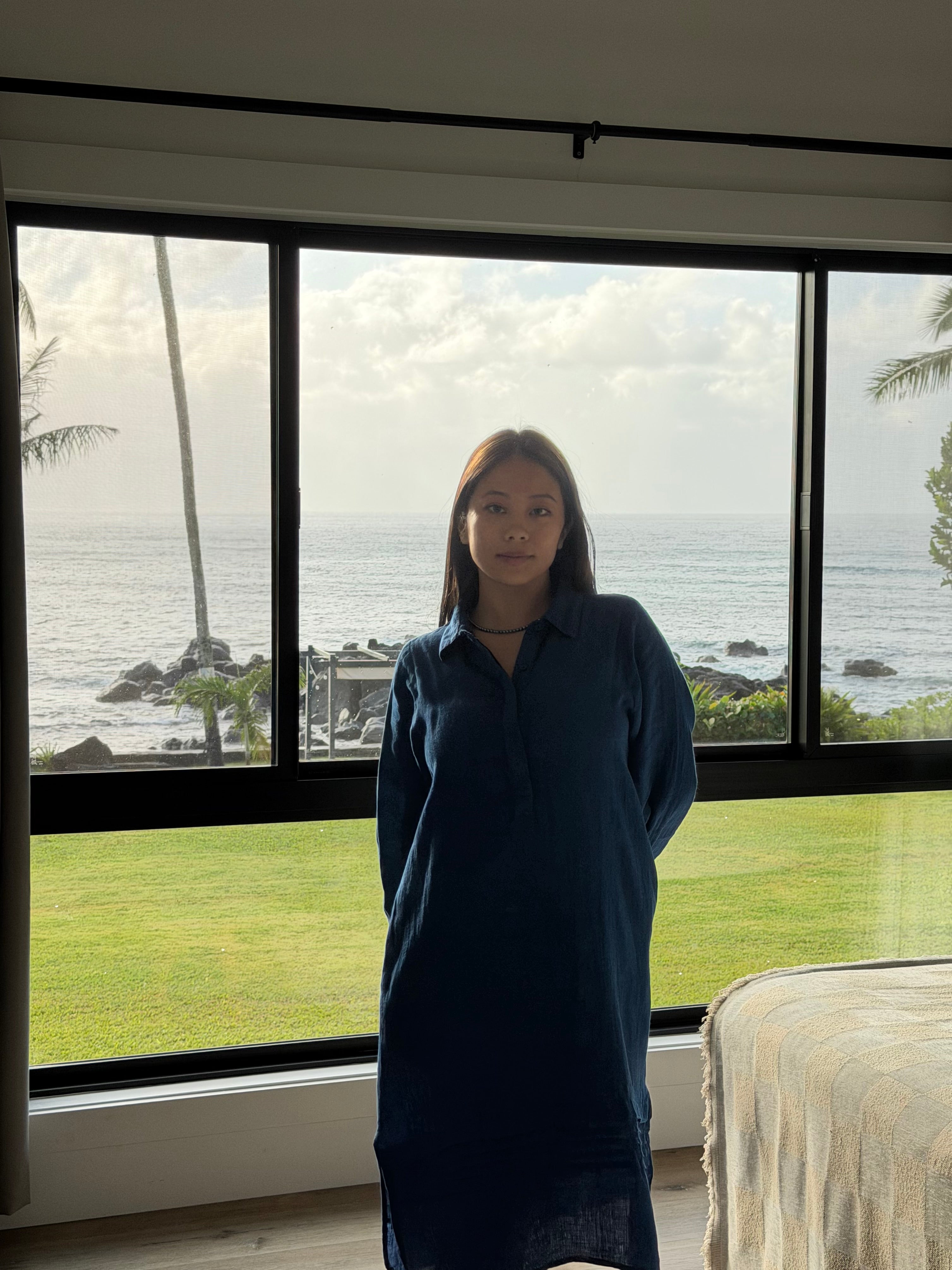 Kai Linen Dress in cobalt — 100% linen
