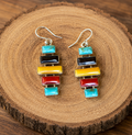 Sterling Silver Multistone Stacked Bars Earrings