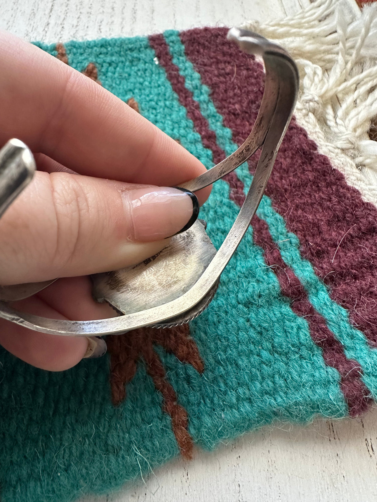 Handcrafted Old Pawn Turquoise & Sterling Silver Cuff Bracelet