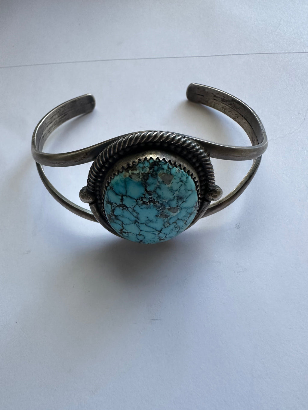 Handcrafted Old Pawn Turquoise & Sterling Silver Cuff Bracelet