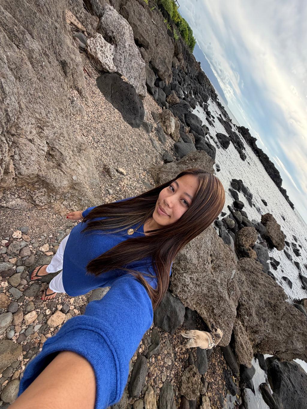 Frankie Crewneck in royal blue — soft brushed long sleeve crew neck