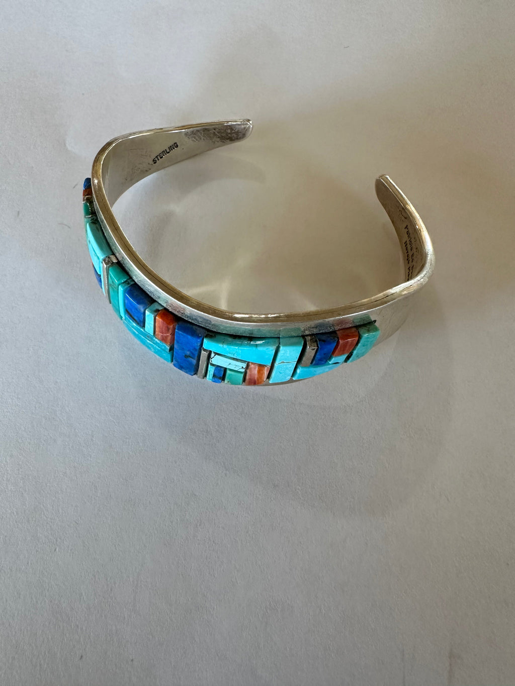 Handcrafted Multi Stone & Sterling Silver Handmade Sterling Cuff Signed