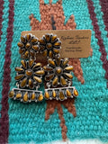 “Cowboy Charms” Handmade Flower Tigers Eye and Silver Silver Dangles