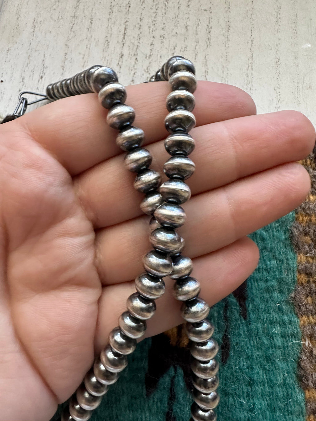 Handcrafted Sterling Silver Saucer 6mm Beaded Necklace