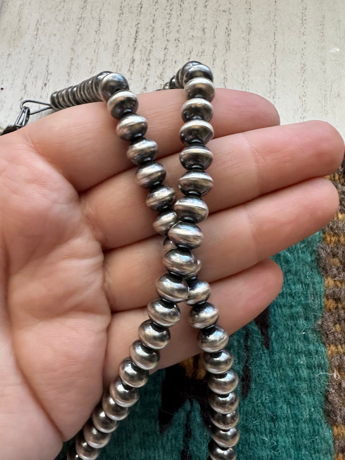 Handcrafted Sterling Silver Saucer 6mm Beaded Necklace