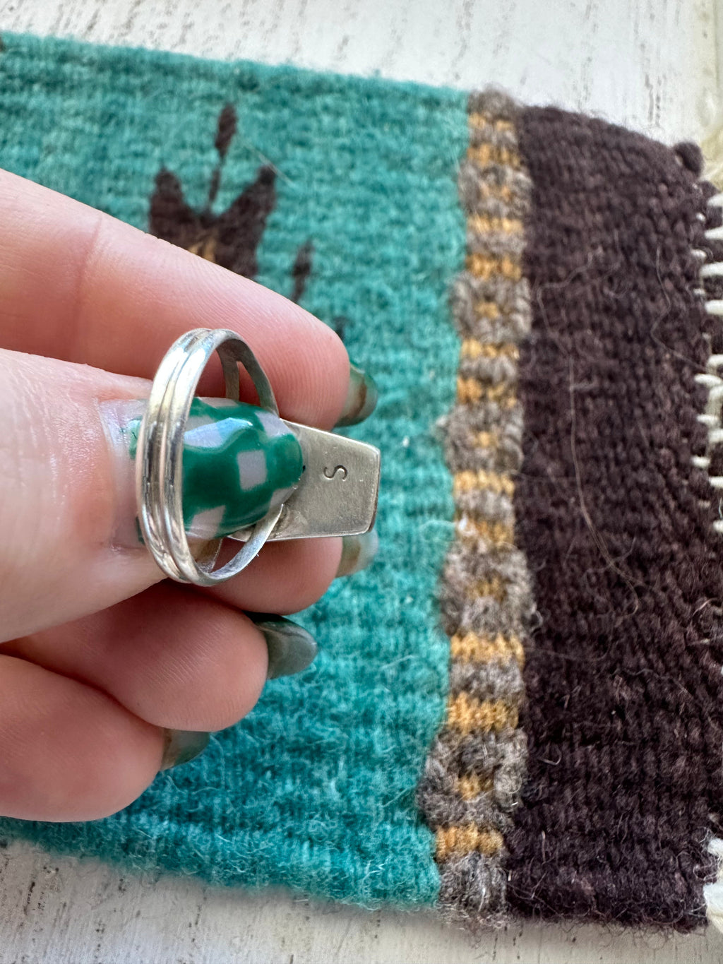 Handcrafted Sterling Silver & Multi Stone Inlay Ring Size 6.5