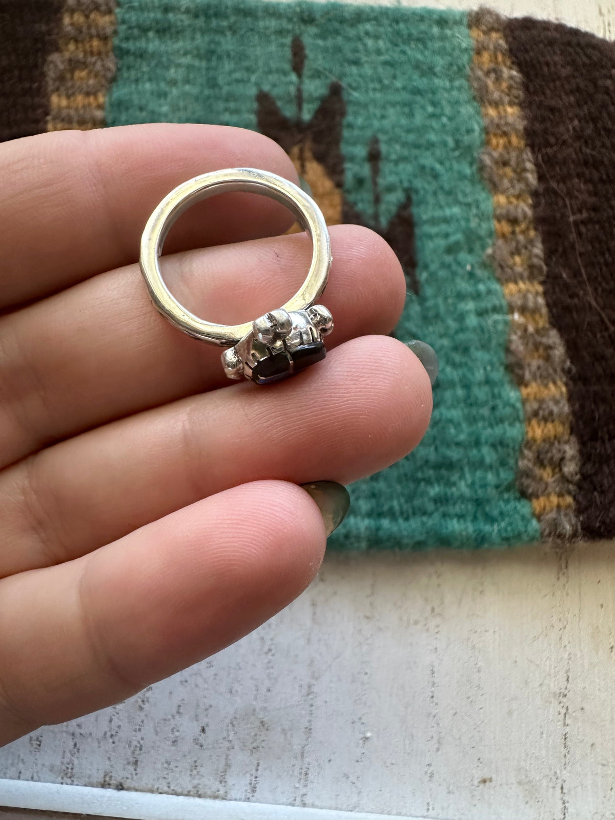 Handcrafted Sterling Silver & Multi Stone Inlay Ring Size 6